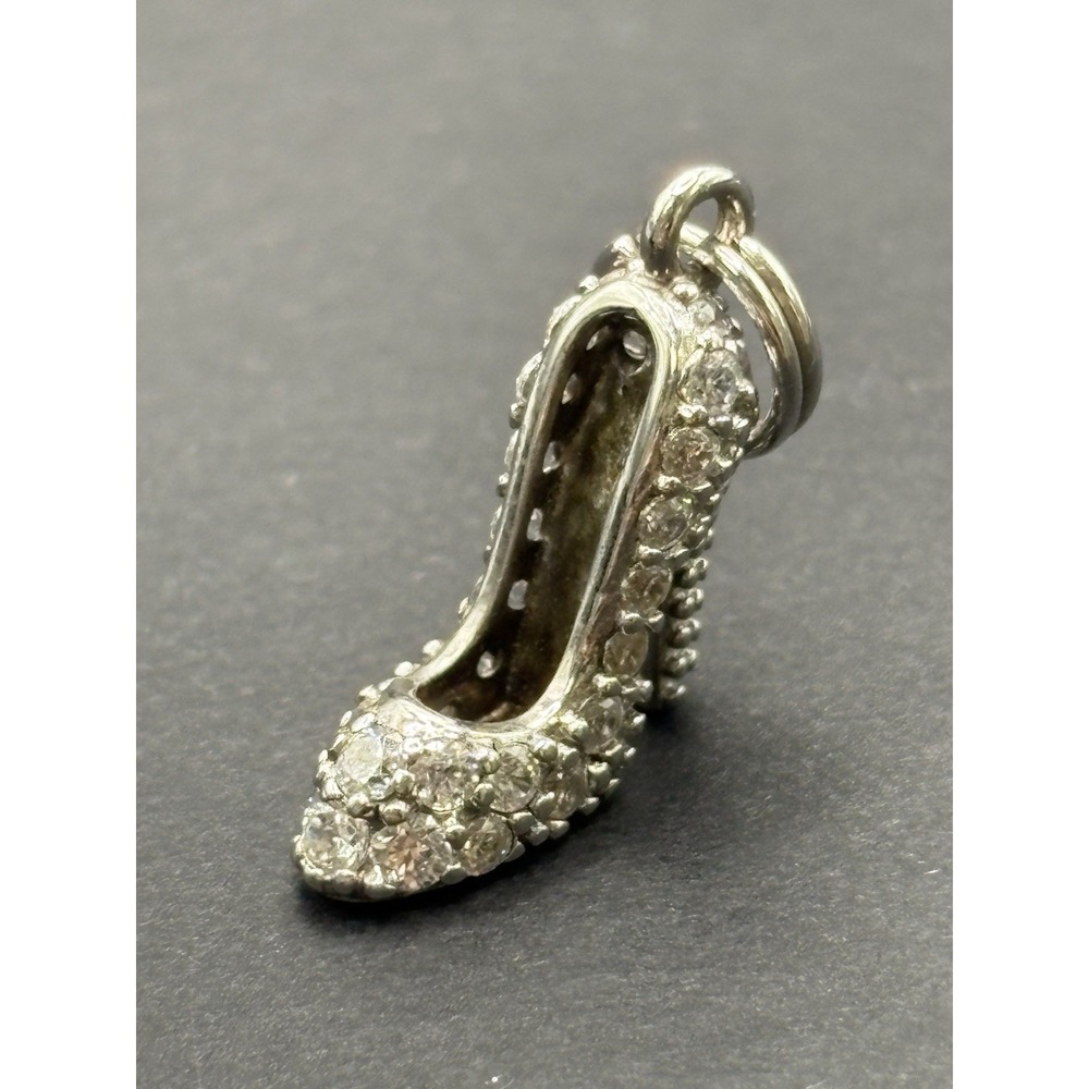 EUC Sterling Silver Cubic Zirconia High Heel Charm 925 G17